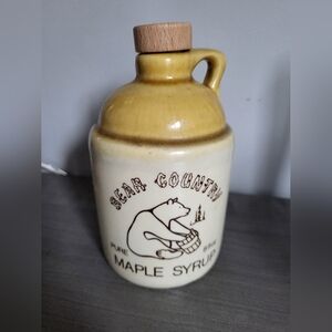 Vintage Bear Country Pure Maple Syrup Small Stoneware Jug #73 Canada Rare